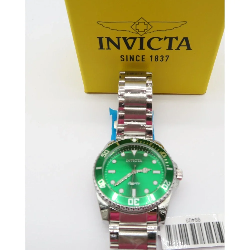 Invicta Diver Mens Watch 69403 42mm Green Dial Stainless Steel Quartz New